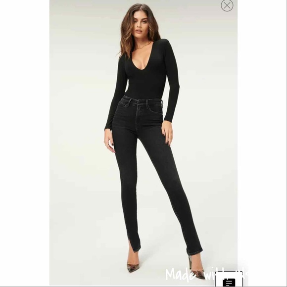 Good American Denim - NWT Good American Good Legs Side Slit High Waist Skinny Jeans Black150 Sz 6/28